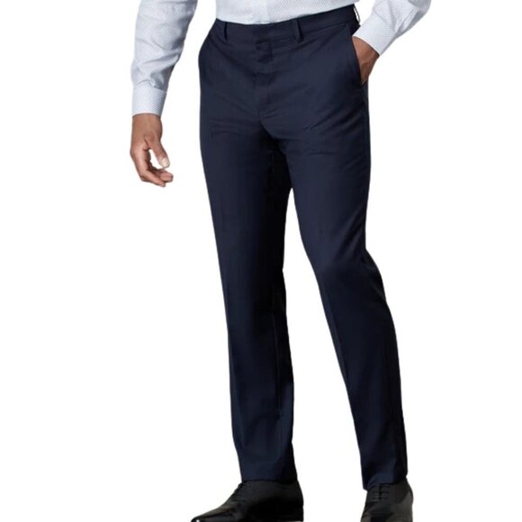 Men's Navy Blue Virgin Wool Dress Pants, Top Top, 32 x 28.5 - Picture 1 of 14
